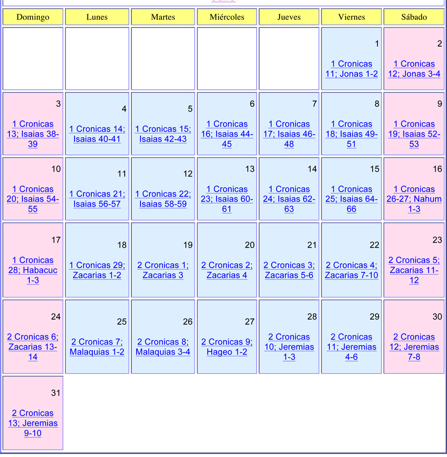 Calendario Bíblico de Julio del 2016 | Aguilas Centro Familiar Cristiano